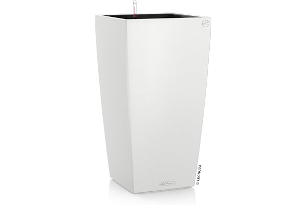 Lechuza – Pot de Fleurs d’Extérieur et d'Intérieur – Cubico Color 30 – Réserve d’Eau Intégrée – Coloris Blanc – 30 x 30 x 56 cm