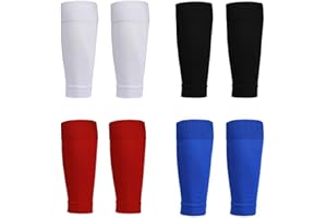 CWPFVQA 4 pares de calcetines de fútbol para niños, mallas de fútbol, medias de pantorrilla para niños, mallas deportivas para correr, mallas elásticas