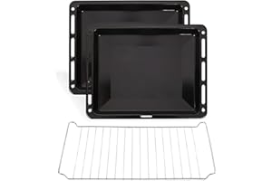 ICQN Set 2 Leccarde Smaltate 46x37x3 cm + Griglia per Forno, Compatibile con Beko, Bosch e Samsung