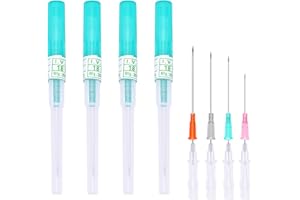 NIUSIMAN 4PCS Mixed Catheter Piercing Needles,14G 16G 18G 20G Piercing Needle Disposable Stainless Steel Ear Piercing Needle for Belly Navel Lip Eyebrow Nose Sterile Piercing Needles (Each 1PCS)