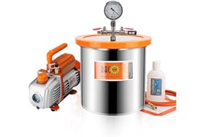 BACOENG 12 Liters Vacuum Chamber Kit with 3 CFM Single Stage Vacuum Pump, 3 Pin UK Plug