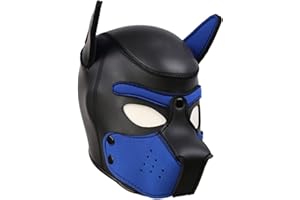 YiQin RWSX Hundemaske, Weiche Latex Petplay Hundemaske mit Ohren Welpenmaske Hunde Masken, Abnehmbarer Mund, Geeignet für Halloween, Urlaubsparty