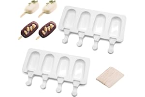 Lot de 8 moules à glace en silicone avec manche - Sans BPA