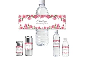 ANATTASOUL 30 Feuille D'Étiquettes pour Bouteilles d'eau avec Rose und Blätter pour Bouteille d'eau Étiquettes de Bouteille d'eau Potable Fête