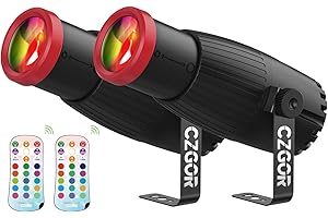 Czgor - Confezione da 2 faretti a sfera a specchio da discoteca da 18 W RGBW con telecomando, messa a fuoco manuale, 4 in 1, luce LED a sfera a specchio, 16 colori, illuminazione super luminosa per