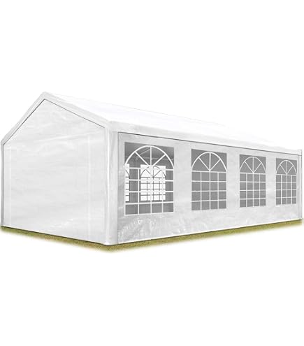 Parois Latérales Tonnelle Event – Lot De 4 – 4 X 8 M – Polyéthylène 140 G/m² – Fenêtres Panoramiques – Blanc