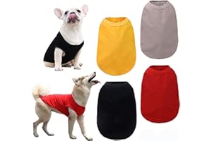 TVMALL 4 Pezzi Magliette per Cani Tinta Unita Abbigliamento Camicie in Cotone Morbide e Traspiranti Gilet e felpa per Cani estiv Leggero e Carino per Cani Maschi e Femmine di Taglia Media e Grande, 2XL