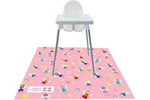 Tiddlers & Nippers Large 130cm x 130cm Reusable Splash Splat Mat | Waterproof, Machine Washable, Anti-Slip | for Meal Times Under High Chair, Picnics, Crafts, Play Mat, Table Cloth (Fabulous Fairies)