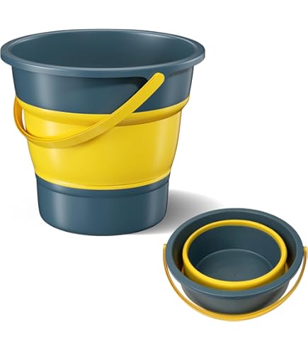 Secchio Pieghevole 5 Litri - Con Coperchio E Manico, In Silicone E PVC, Per Campeggio E Pulizia - Foto 9