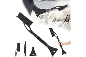 Xiujuers Eiskratzer Auto mit Besen, 60CM Scheibenkratzer Auto mit Schaumstoffgriff, 2 in1 Auto Schneebesen, Eiskratzer mit Besen, Car Snow Brush, Auto Schneebürste für Auto, SUV, LKW (Schwarz)
