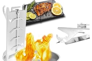 FENNEK Shorty Small Stainless Steel Flame Salmon Holder for Fire Bowls & Grills with Special Clamping Mechanism - No Screws Required | Rotates 180° | Made in Germany