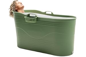 HELLO BATH HelloBath® – Bath Bucket XL (Basic) – 121 cm – Bañera para adultos – Baño de hielo – Manguera de desagüe extensible hasta 3 m - Verde
