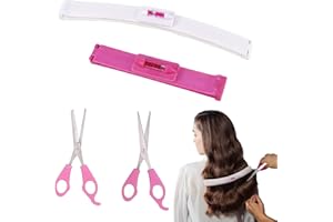 Bestomrogh Haarschneide Hilfe Clip,2 Stück Haarschneide Hilfe Clip + 2 Stück Friseurschere Scherer für Selber Schneiden Leicht