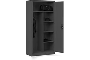 ‎DOMATOR Domator Metallschrank 185 x 90 x 45 cm | Aktenschrank Abschließbar mit Kleiderstange, Pulverbeschichtung | Aufbewahrungsschrank Umkleideschrank Spind Kleiderstange | Anthrazit