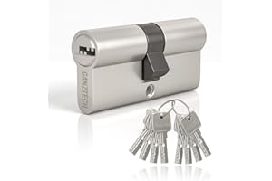 GANZTECH 35/35(70mm) Serrure de barillet de porte en nickel,clé à clé avec 8 clés à fossettes horizontales,serrure à cylindre euro en Alliage d’aluminium,Applicable à composites et UPVC