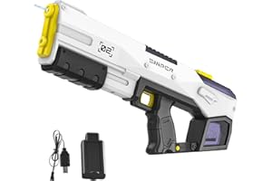 IERAKOR Pistolet à Eau Électrique, Pistolet a Eau Puissant avec Absorption Automatique de l'eau, Portée de 8M, 2 Modes de Tir, Capacité de 450 ML, Jouet Aquatique de Fête d'été pour Enfants et Adultes (Noir)