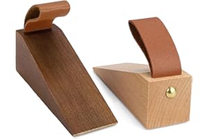 Ferma Porta, DIYCUT 2 Pezzi Faggio e Noce Ferma Porta da Pavimento, Fermaporte da Terra Legno con Gommino Antiscivolo, Silenzioso e Antiurto, Cuneo Fermaporta per Porte con Gioco da 5 a 30 mm