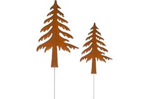 UNUS Lot de 2 décorations de jardin en métal - Aspect rouille - Résistant aux intempéries - Pour jardin, terrasse, balcon ou maison