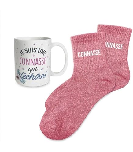 Tasse à Café Humour "Connasse" Blanche Avec Paillettes - Marque STC, Céramique, Neuve