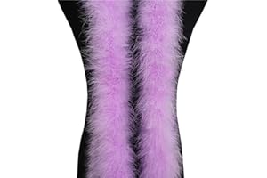 haiaxx Boa di piume di marabù, 2 m, albero di Natale, piume di tacchino, nastro per vestire abiti da sposa, scialle fai da te, artigianato fai da te, piume viola chiaro