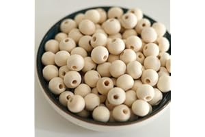 HERZONE 500 perline rotonde in legno naturale, 10 mm, da infilare, distanziatori naturali, per lavori di bricolage, accessori decorativi, per braccialetti fai da te (10 mm)