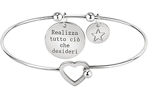 Bluespirit Bracciale da donna, Collezione GOOD VIBES, in Acciaio,Idee regalo - P.31R505000800, Pensiero per Amica, Fidanzata, Moglie, Realizza i tuoi desideri