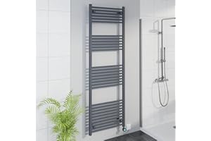 Warmehaus Smart WiFi Thermostatic Electric Bathroom Straight Heated Towel Rail Warmer Radiator with Timer 1800x600mm - Anthracite