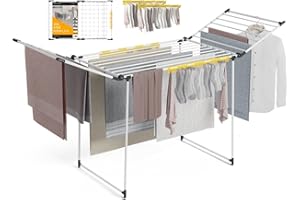 Newlux - Tendedero Plegable con Alas Bold V22, Tubos 5 Veces Más Resistentes, 180x55x112 cm, 26M de Secado, 25Kg de Carga. Tenderete de Ropa Plegable con Soporte para Calcetines, Fácil Plegado, Blanco