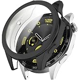 حافظة متوافقة مع ساعة Nanospace Huawei Watch GT4 مقاس 46 مم وحافظة سيليكون للحماية الكاملة 360 (أسود)