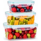 edihome, Airtight Food Containers, 3 Pieces Mix 0.24L + 0.5L + 1L, Plastic Containers, BPA-Free, Microwave, Freezer and Dishw