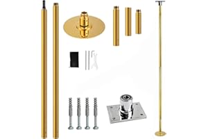 PRIOR FITNESS Barre Pole Dance permanente avec Plateau Fixe Perche de Danse pour la Maison Perche de Danse avec Support Plafond et Accessoires d'extension Plus de sécurité et de stabilité…