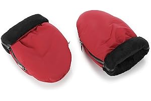 JICACLICK Manoplas Carro Bebe de Invierno Guantes para carrito Impermeables con Forro Polar Interior y Material Resistente Accesorio Universal para Cochecito de paseo Silla de Ruedas y Andadores (Rojo/Negro)