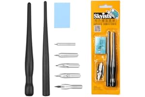 LuLiyLdJ Porte Plume, Porte-Plume Noir - avec 5 Plumes pour Dessin et Calligraphie - pour Applications à l'encre, 8 pièce