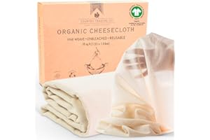COUNTRY TRADING CO. Seihtuch aus Bio-Baumwolle, ungebleicht, GOTS-zertifiziertes Sieb, feines wiederverwendbares Käsetuch, großes Passiertuch, 1,5 m x 1 m Cheesecloth