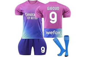 YAGUMO 23/24 A-C Milan Maillot de Foot Enfant Nr. 9 Giroud Nr. 11 Ibrahimovic Nr. 17 R.LEAO Domicile Soccer Jersey, Football Ensemble Garçons/Adultes Entrainement T-Shirt et Short avec Chaussettes
