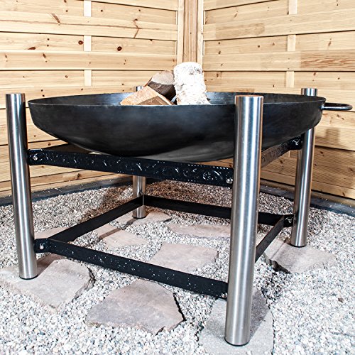 Köhko Designer-Feuerschale Ø 80 cm + 2 Griffen mit Ständer (Höhe 60 cm) aus Edelstahl und lackierten Eisenstreben 42020-41002 - 3
