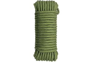 Hxiu 8MM/10MM 64FT Thick Braid Nylon Rope Twisted String Multi-functional Hanging Cord Durable Braid Nylon Cord Tarp Rope for DIY, Gardening Design, Wedding，Christmas Decorations(8MM，Green)