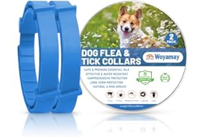WOYAMAY Collares Antiparasitarios para Perros, Seguro y Eficaz Collar Antipulgas Perros contra Pulgas y Garrapatas, Protección de 8 Meses, Impermeable Collar para Pequeño Mediano Grandes Perros Azul, 2 Pcs