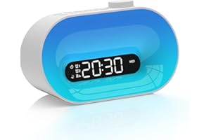 APUZOM Réveil Lumineux, Simulateur d'Aube Lampe de Reveil, 2 Alarmes, 7 Sonneries, Snooze, Reveil Lumière avec 30 Sons Hypnotiques, Réveil Matin 14 Couleurs pour Fête/Anniversaire/Fille/Garçon