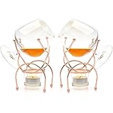 Bar Amigos - Set di 2 bicchieri da brandy e cognac, bicchieri snifter con supporto in rame per scaldare il liquore tramite ca