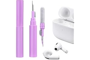ICARER Clean Kit para AirPods Pro 3 AirPods Pro 2 AirPods Pro AirPod 2/3/4, 3 en 1 Kit de Limpieza Auriculares multifunción Herramienta Cepillo Suave Flocado Esponja para iPhone Cámara Teclado-Púrpura