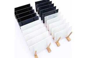 LITMIND 24 Blatt Buntglas-Sortimentspackung – Black & White Serie 15,2 x 10,2 cm, glattes Kunstglas für Mosaik-Bastelarbeiten, DIY-Kunstprojekte und Zubehör