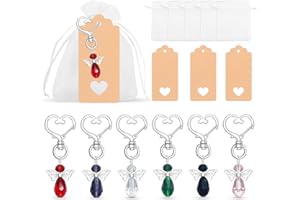 TOOZ 30 STÜCKE Schlüsselanhänger Schutzengel, Schutzengel Schlüsselanhänger + Organza Beutel + Anhänger Weihnachten Kommunion Geschenk für Gäste Handmade Geburtstag Party (6-farbige Kristallschnalle)