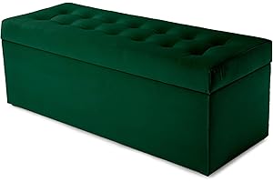 MG Design Polsterhocker 45 x 120 cm Grün mit großem Stauraum (ca. 140 L), bis 300 kg belastbar, weich mit dezentem Schimmer, pflegeleicht – Wohnbereich, Schlafraum & Flur