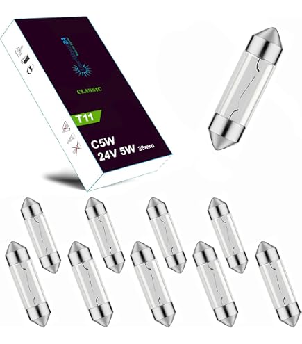 Lot De 10 Ampoules S5.5 Festoon 24V 3W - 6x36mm, Blanc Clair, Pour éclairage Intérieur Auto