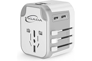 PIGADA Adaptateur de Voyage Electrique avec 2 USB et 2 Type C, Adaptateur Prise Universelle France vers USA Canada UK Italie Australie Chine Japon Thaïlande