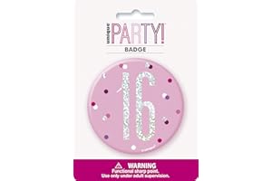 UNIQUE 16. Geburtstags-Anstecker - 7,5 cm - Glitzer Rosa & Silber Geburtstag