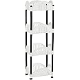 Amazon Brand - Solimo Four-Tier Countertop Multipurpose Plastic Tiered Shelf Rack For Kitchen, Living Room, Bathroom (Convex, Black And White)