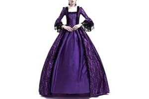 ANYUA Disfraz Medieval para Mujer Vestido Retro Manga Larga Renacentista Cosplay