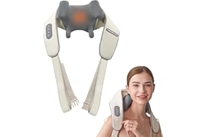 MORELAX Masajeador de Cuello y Hombros con Calor, Shiatsu Masajeador Cervical y Espalda, almohada de masaje eléctrica de tejido profundo 5D para hombros, Velocidad Ajustable